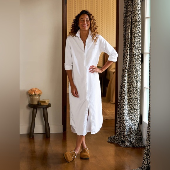 Frank & Eileen Rory White Maxi Shirt Dress Long Sleeve Famous Denim